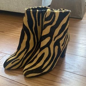 ASOS Design leather block heels in zebra pony